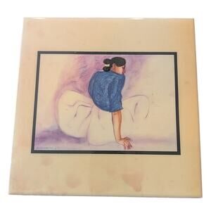 R.C. Gorman Bernadette in Blue Tile 8 X 8 Ceramic Wall Art Made in USA Southwest